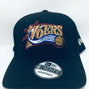 New Era Black 76ers Adjustable Cap